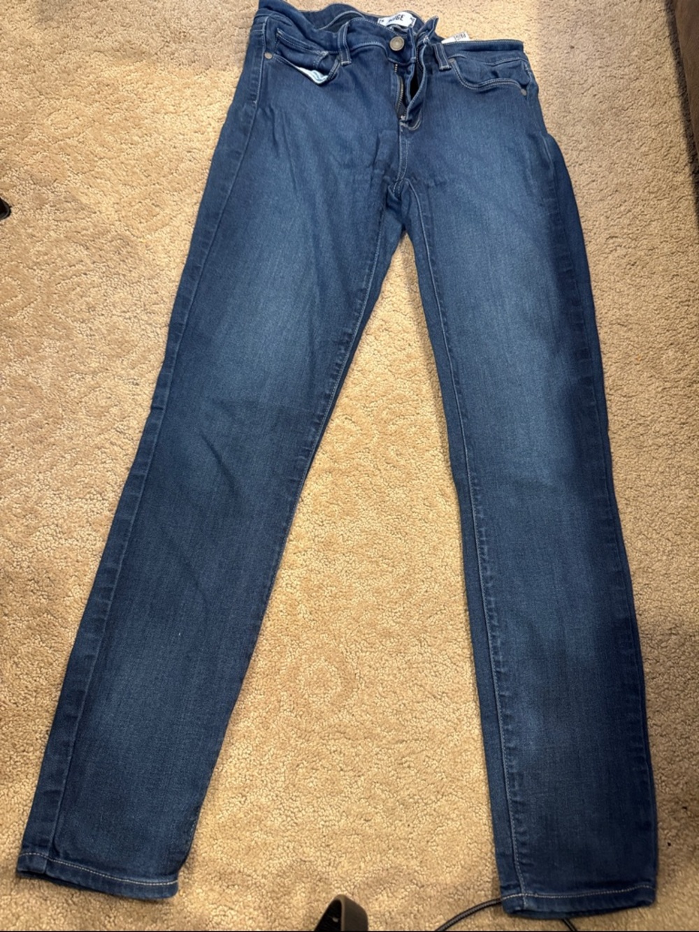 PAIGE Dark Blue Straight Leg Jeans